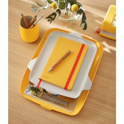 Image of Leitz A4 Letter Tray With Desk Organiser, Cosy Range, Warm Yellow, 52590019