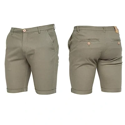 Image of Crosshatch Mens Stretch Slim Fit Chino Shorts with Pockets for Summer, Holiday, Golf by Jeanbase Khaki 40