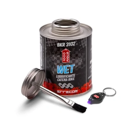 Image of Errecom 1000 Miglia BKR 3102 400 ml Can, Wet Lube Bike Chain, for and Muddy Weather Conditions, Brush included