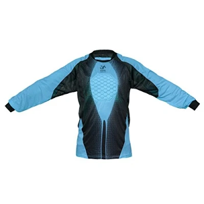 Image of Football Goalkeeper Goalie Soccer Keeper Padded Jersey Men&#039;s SHIRT (blue/blk, l/xl)