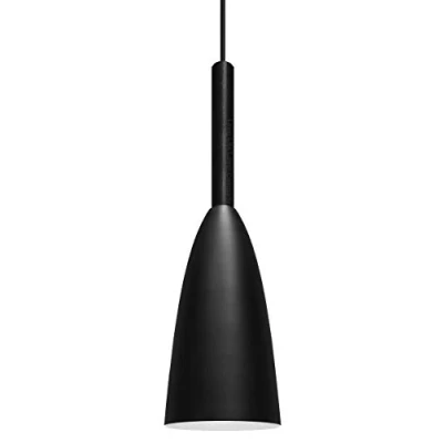 Image of Modern Slim Ceiling Pendant Light Black Metal Lamp Shade Contemporary M0128 with LED 7w E14 Candle