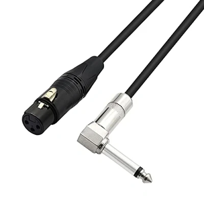Image of PNGKNYOCN Right Angle 6.35mm Mono to XLR 3 Pin Cable，90 Degree 1/4 Male Female Interconnect Cable for Soundbox, Microphone, Power Amplifier Etc(50cm)