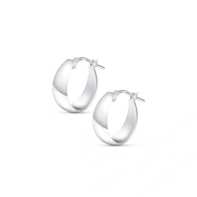 Image of Amberta Women Handmade 925 Sterling Silver Chunky Hoop Earrings: Earrings for 15 mm