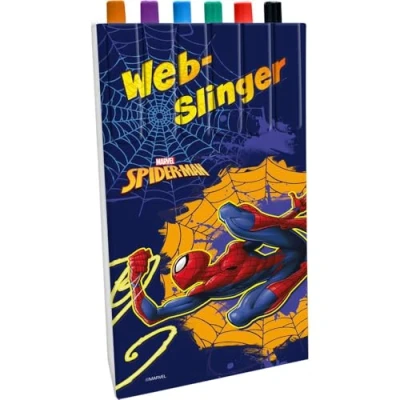 Image of Disney Spiderman Kids Cartoon Colouring Assorted Marker Pens 6pcs Back to School Student Stationery