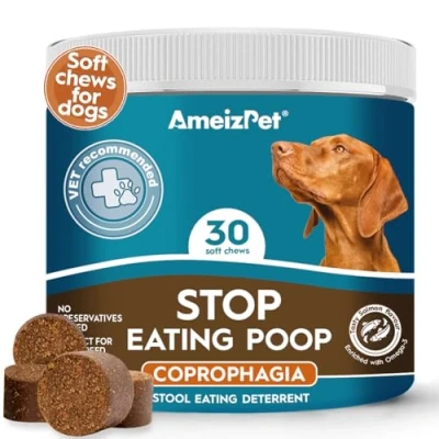 Image of AmeizPet No Poo Treats For Dogs Stop Stool Eating Dog, Coprophagia Deterrent Dog Poop Deterrent, Digestive Enzymes, 30 Soft Treats, 67.5g (2.3 Oz)