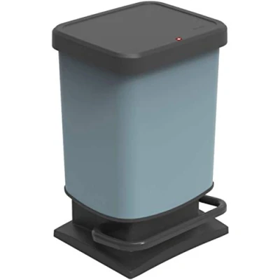 Image of Rotho, Paso, Waste bin 20l with pedal and lid, Plastic (PP) BPA free, blue, (29,3 x 26,6 45,7 cm)