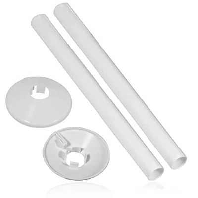 Image of SPARES2GO Radiator Pipe Covers Shroud Collars Sleeve White 15mm x 200mm