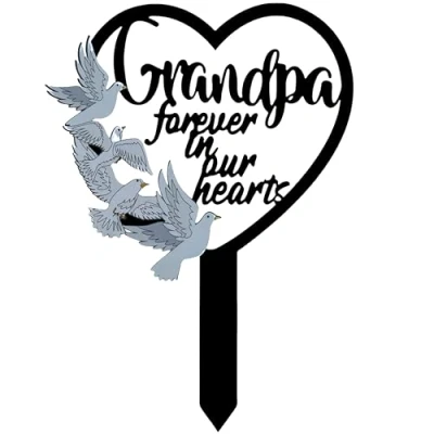 Image of Metal Grandpa Memorial Stake Grave Dove Decorations for Cemetery Gravesite Sympathy Markers Waterproof Gifts Loss of Tombstones Plaque Outdoors Lawn Yard Decor (Grandpa)