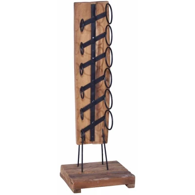 Image of vidaXL Wine Rack for 6 Bottles 35x35x100 cm Solid Teak Wood