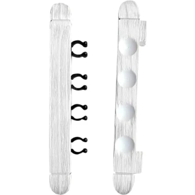 Image of 1 Set Pool Cue Holder, Wall Mounted Wooden with 4 Clips, for Billiards Snooker Accessory (White)
