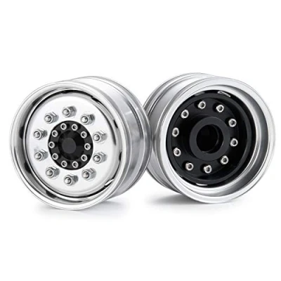 Image of AXspeed 2pcs/Set Metal Front Wheel Rims Hubs for 1/14 Tamiya Trailer Tractor Truck Climbing Upgrade Parts