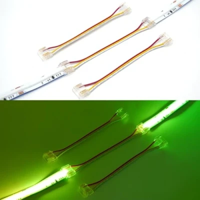 Image of Boarda 3P 12mm RGBIC COB LED Strip Connectors, 10Pcs 3 Pin Dual Connector+Cable to Connector for RGB Smart IC Lights (3P IC, Connector+Cable)