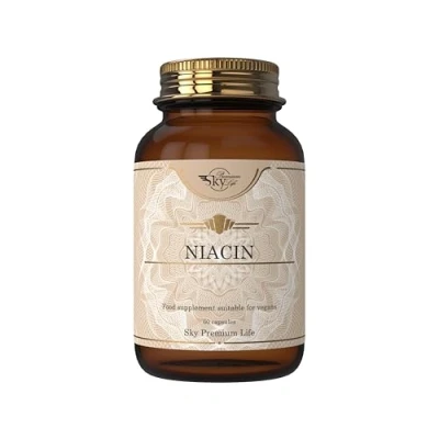 Image of Sky Premium Life Vitamin B3 60 Niacin Capsules for Support of Energy and Nervous System Functions Nicotinamide 320mg Fatigue Tiredness Supplements 2 Month Supply