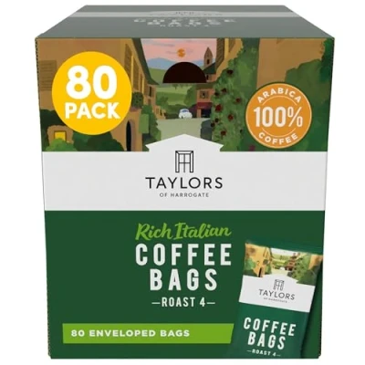 Image of Taylors of Harrogate Rich Italian Ground Coffee Bags, 80 Enveloped Bags