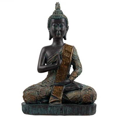 Image of Verdigris Thai Buddha 23cm Tall 4 Designs Meditation Mindfulness Metta Single Prayer Hand