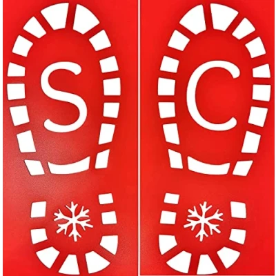 Image of Santa Claus SC Footprint Stencils Father Christmas Boots Stencil Reusable