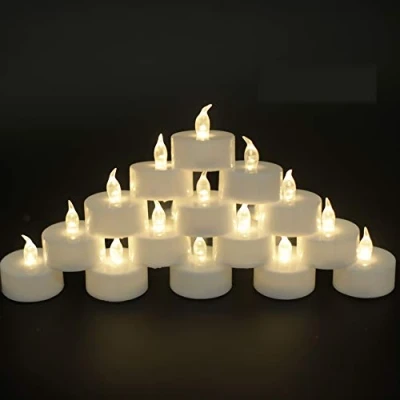 Image of OSHINE 50Pack Battery Tea Lights Realistic and Bright Flickering Operated Flameless LED Light Powered 200+Hours(Warm White)