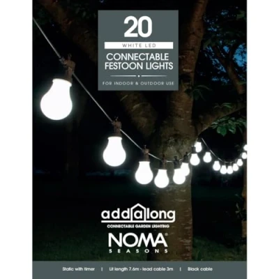 Image of Noma 20 Connectable White LED Pro Festoon Lights (Pack of 1)