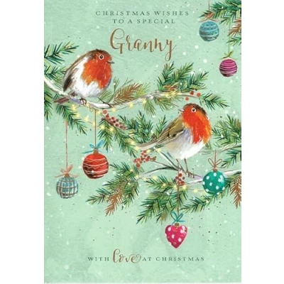 Image of The Wildlife Special Granny Festive Robins Artistic Christmas Greeting Card X16086GH