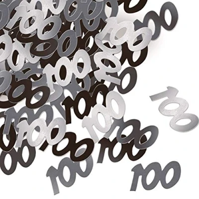 Image of Unique Party 55470 Glitz Black Foil 100th Birthday Confetti