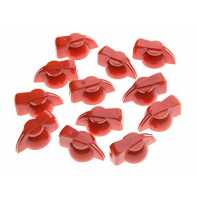Image of Dopro Pack of 12 Flat Top Guitar Chicken Head Knob AMP Effect pointer Red