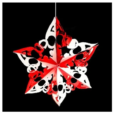 Image of 40cm Star Foil Garland Christmas Hanging Decoration Wall Ceiling Xmas Deco (White &amp; Red)