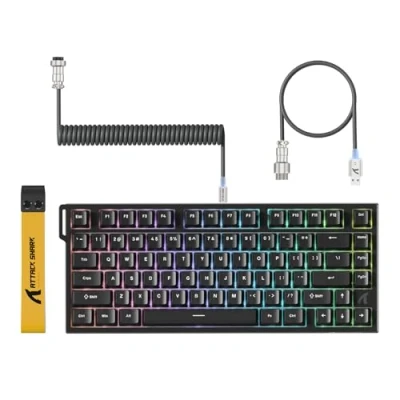 Image of ATTACK SHARK R82 HE Wired 75% Gaming Keyboard, Magnetic Switch, 8000Hz Polling Rate, Ultra Precision 0.005mm RT Tech, RGB Backlit, Top 5 Sound Dampening Layers, with C01ULTRA LED Cable (Black)