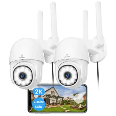 Image of 2K PTZ CCTV Security Cameras Outdoor, 2.4G/5G WiFi 4MP Surveillance Cameras, Ai Human Detection, Auto tracking, Two way Audio, IP66 Waterproof, Color Night Vision, Multiuser Sharing(4MP 2pcs)