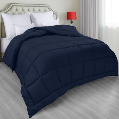 Image of Utopia Bedding All Season Down Alternative Bed Comforter, Duvet Insert, Queen Size, Navy Comforter with Corner Tabs, Machine Washable