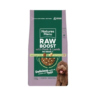 Image of Natures Menu Raw boost No Grain Dry Food for Dogs with Pork and Lamb 1,5kg