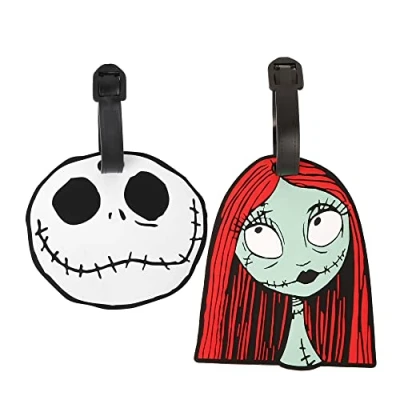 Image of Peers Hardy Disney Nightmare Before Christmas White, Black &amp; Red 2 Piece Luggage Tags