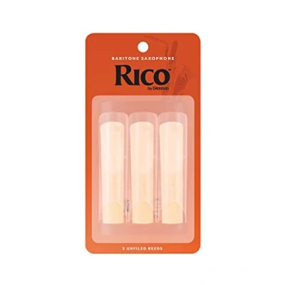 Image of D’Addario Woodwinds Rico Baritone Sax Reeds Saxophone Crafted for Beginners, Students, Educators Strength 3.0, Pack of 3
