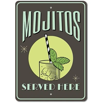 Image of Inga Mojitos Sign Decor Mojito Lover Funny Retro Metal 8x12 inches