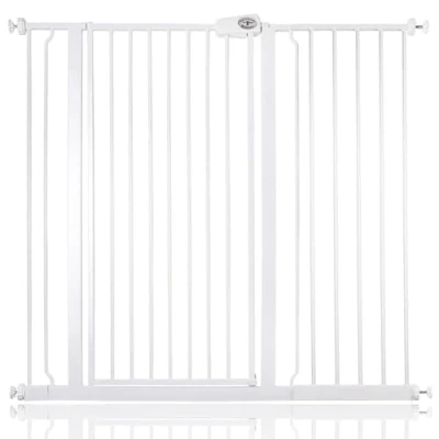 Image of Bettacare Child and Pet Gate, 113.8cm 121.4cm, White, Extra Tall Gate 104cm in Height, Pressure Fit Stair Baby suitable for Dog or Barrier, Easy Installation