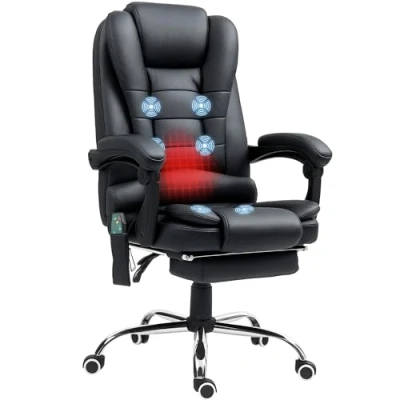 Image of Vinsetto Heated 6 Points Vibration Massage Executive Office Chair Adjustable Swivel Ergonomic High Back Desk Recliner with Footrest Black