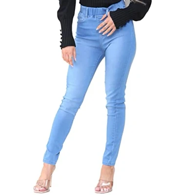 Image of BRAND KRUZE Womens Skinny Jean Jeggings High Rise Stretch Denim Jeans Leggings KZL109 Light Blue 14