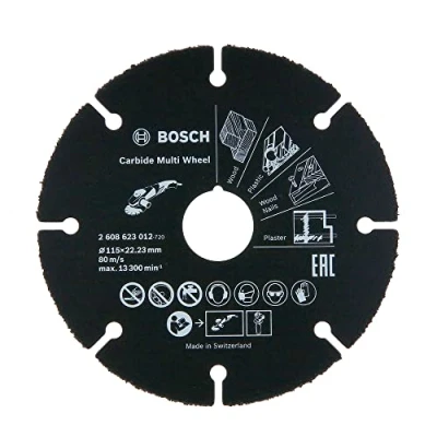 Image of Bosch Professional 2608623012 Tungsten Carbide Multi Wheel Cutting Disc (Multi Material, Ø 115 mm, angle grinder accessories) , Black