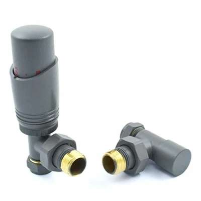 Image of Delta Angled TRV Gunboat Grey Thermostatic Radiator Valve