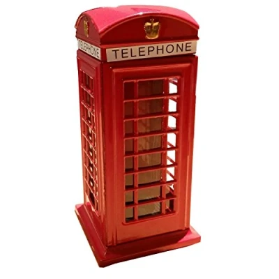 Image of My London Souvenirs 1 Telephone Booth / Die Cast Metal Money Box Bank Souvenir! Union Jack on Speicher Memoria! A Collectible, Distinctive, London,Red,12 cm x 6