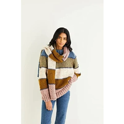 Image of Hayfield Bonus Chunky Tweed Knitting Pattern 10339 Sweater &amp; Scarf