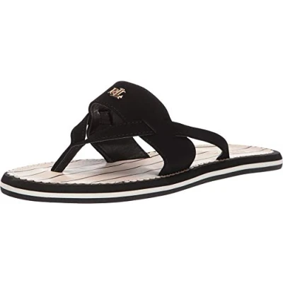 Image of Lauren Ralph Women&#039;s Rosalind Sandal, Black Nubuck Pu, 8 UK
