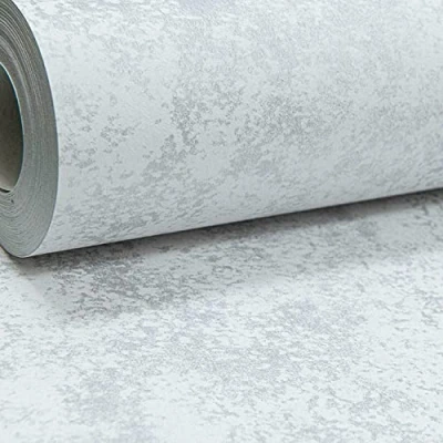 Image of SOPHIE LAURENCE Easy Paste Plain Light Grey Concrete Wallpaper Paper Industrial Decor for Bedroom Adults Living Room (Sample Grey)