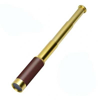 Image of Retro Telescope Pirate Monocular/Songway Brass Vintage Spyglass Monocular/Collapsible Portable Pocket Monocular/25x30 Zoomable Waterproof Telescope/for Kids Adults Navigation Sailing Voyage Nautical V