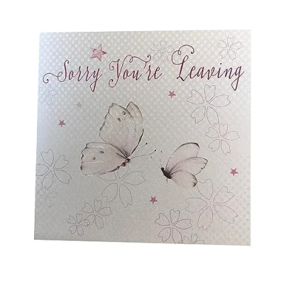 Image of WHITE COTTON CARDS Handmade Sorry You&#039;re Leaving Card Butterflies, WB65,16cm x 16cm
