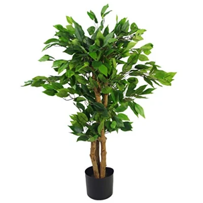 Image of Leaf Artificial Ficus Tree/Plant, Evergreen Bushy, 90cm