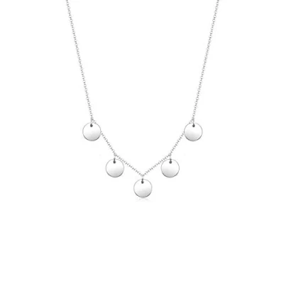 Image of Elli Women&#039;s 925 Sterling Silver Circle Geo Plate Minimal Necklace of Length 45 cm