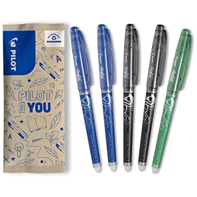Image of Pilot Frixion Point Erasable Rollerball 0.5mm Tip 2 Blue/2 Black/1 Green, Pack of 5