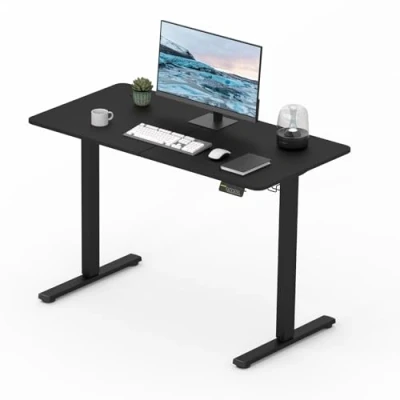 Image of FitStand Electric Standing Desk 110x60cm Whole Piece Height Adjustable Sit Stand Up With Smart Pannel for Home Office (Black Frame+ Black Desktop)