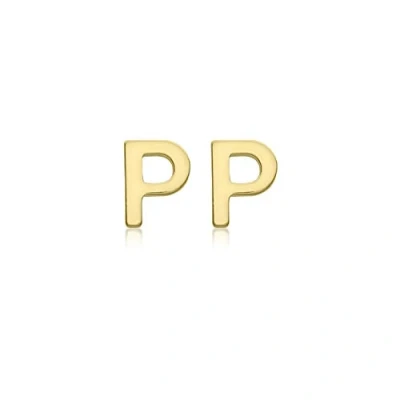 Image of Carissima Gold Women&#039;s 9ct Yellow 3.5mm x 5mm &#039;P&#039; Initial Stud Earrings