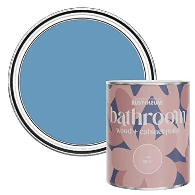 Image of Rust Oleum BLUE Moisture Resistant Bathroom Wood and Cabinet Paint in Matt Finish CORNFLOWER 750ML